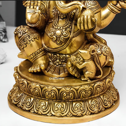 15" Brass Lord Ganesha Sculpture