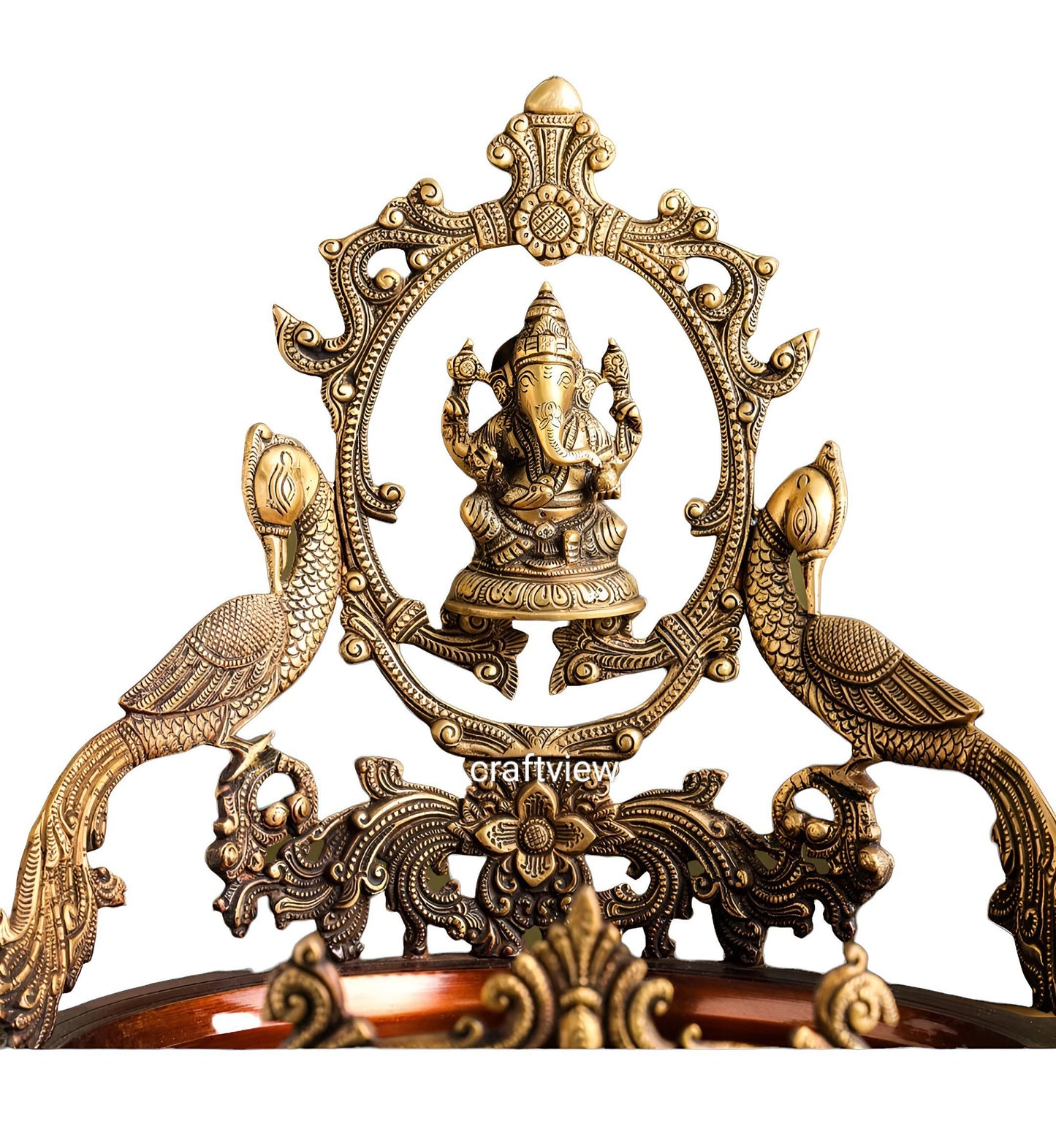 19" Brass Decoration Urli With Ganesh