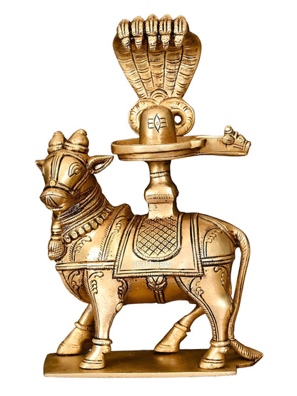 Brass Nandi for Abhisheka with Shiva Linga