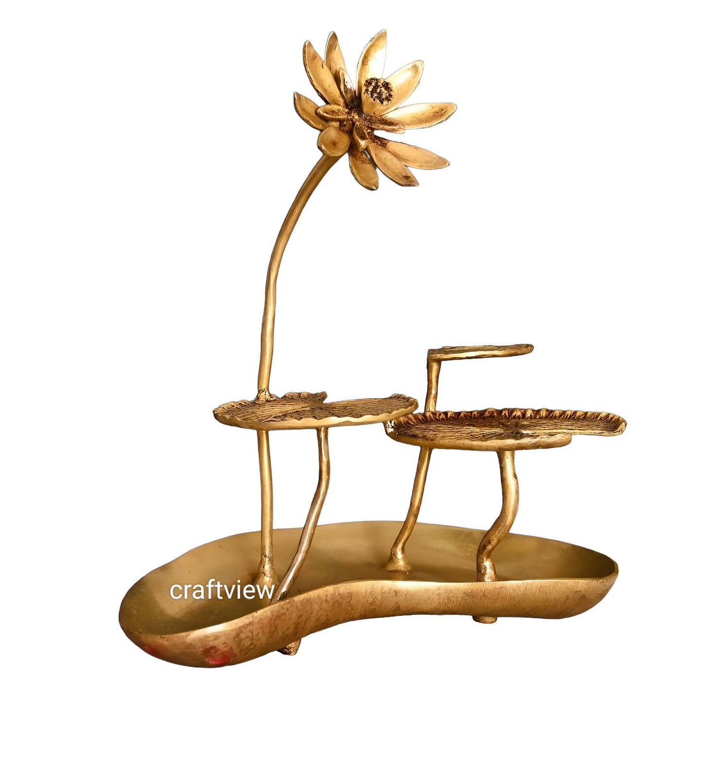 Brass Decoration Tray Lotus Leaves Figurine