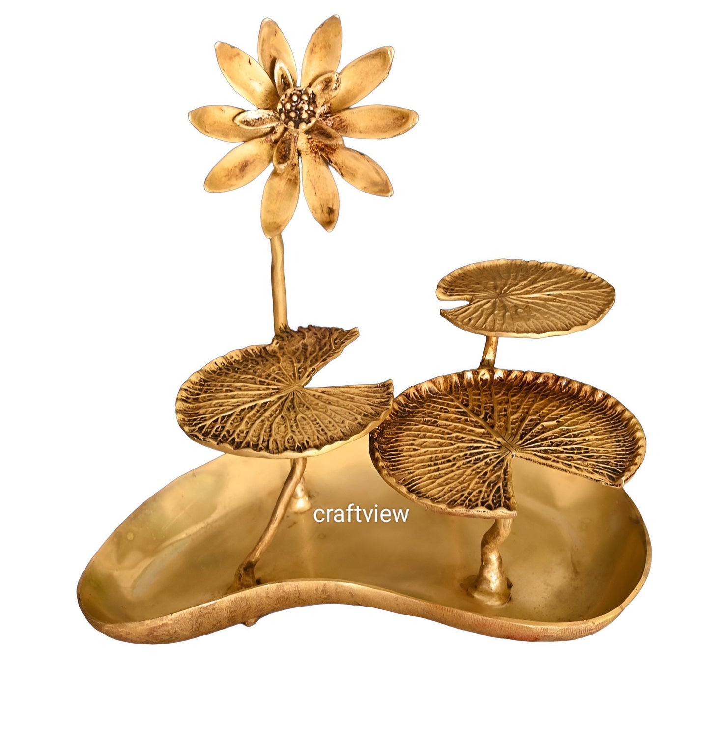 Brass Decoration Tray Lotus Leaves Figurine