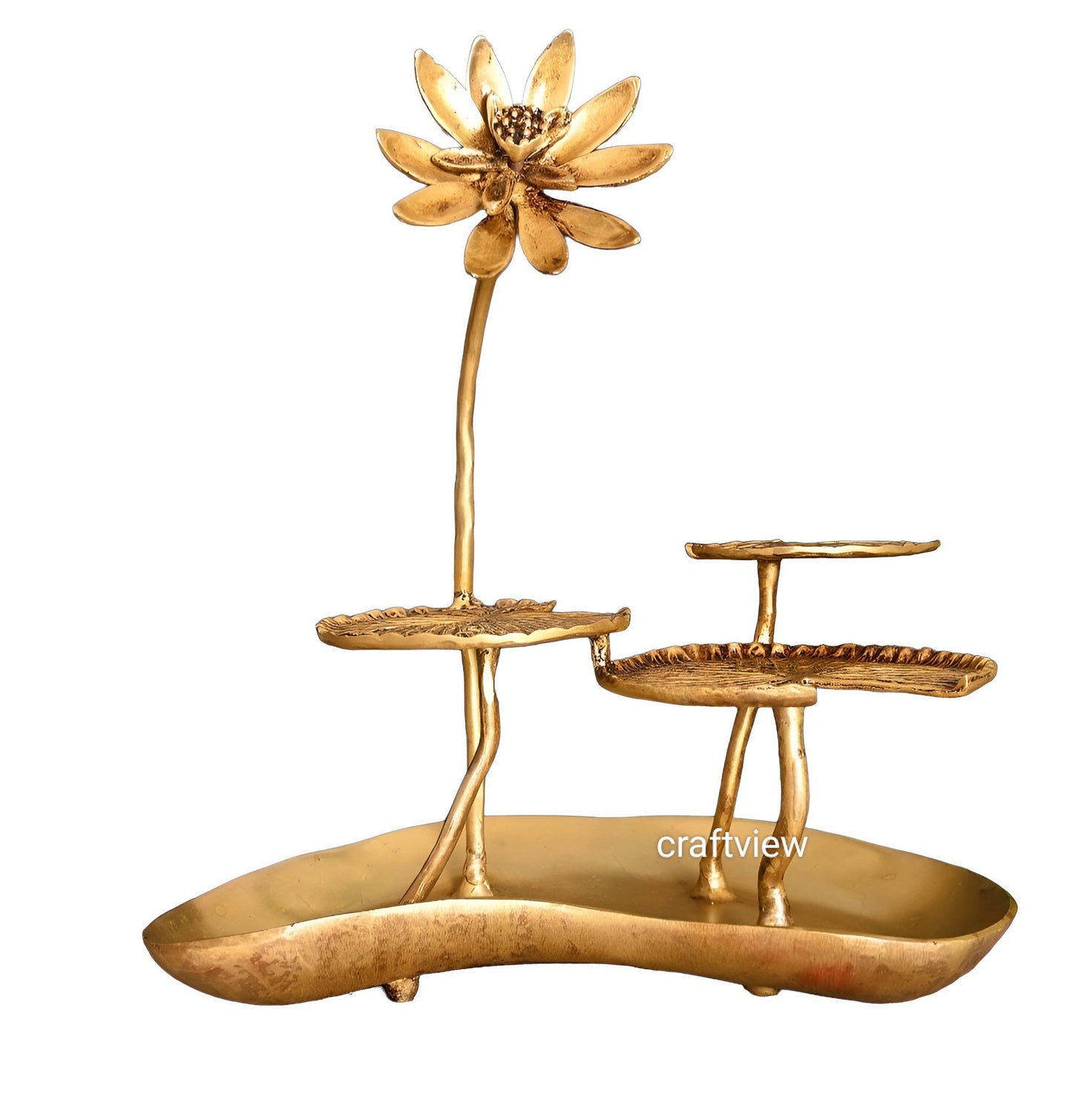 Brass Decoration Tray Lotus Leaves Figurine