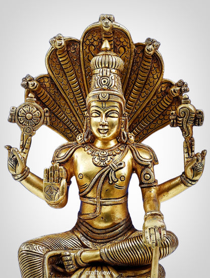 14" Vishnu Sculpture with Shesh Naag