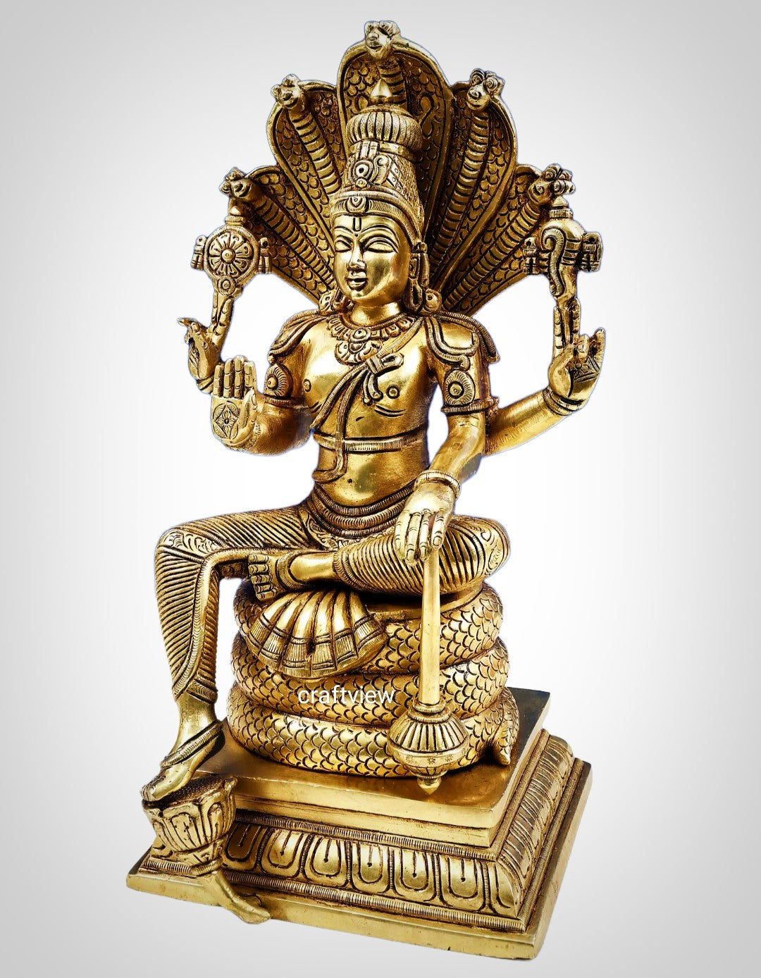 14" Vishnu Sculpture with Shesh Naag