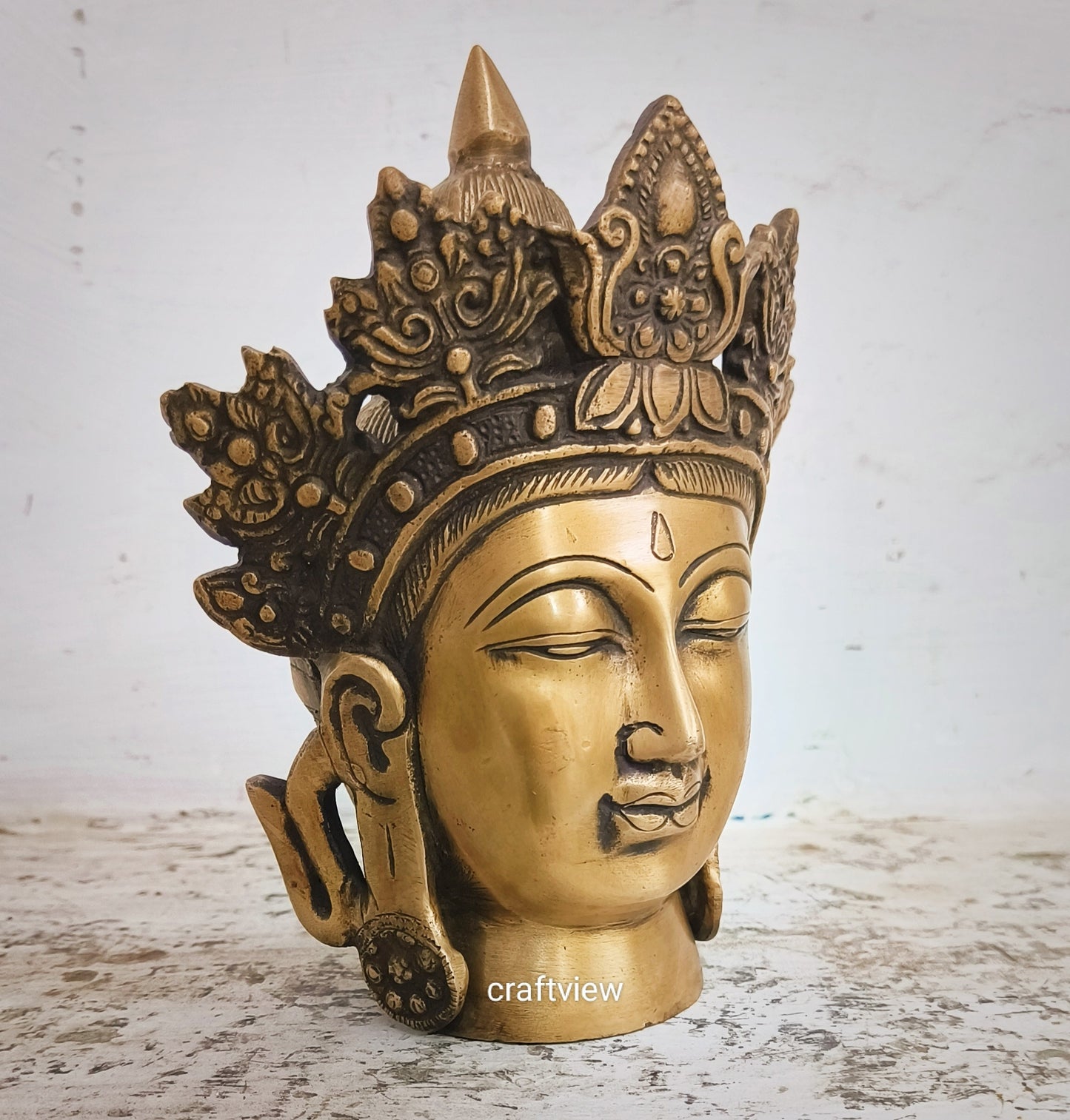 7.5" Artistic Crown King Buddha Head Decor