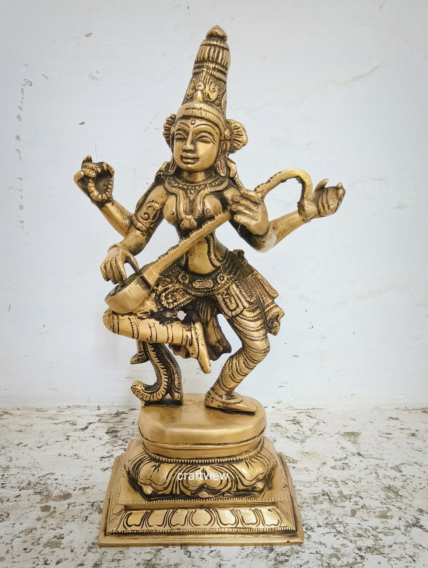 Saraswati Statue standing on Base