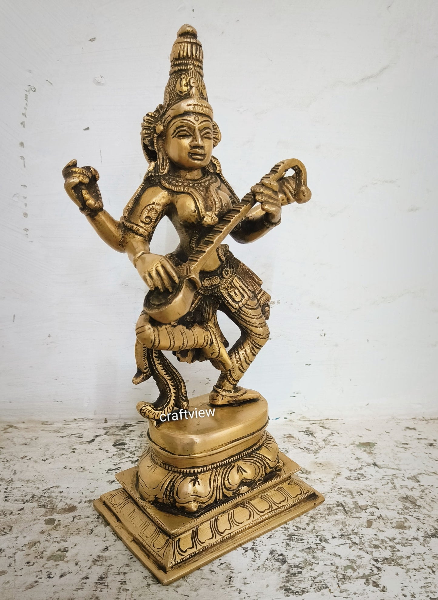 Saraswati Statue standing on Base