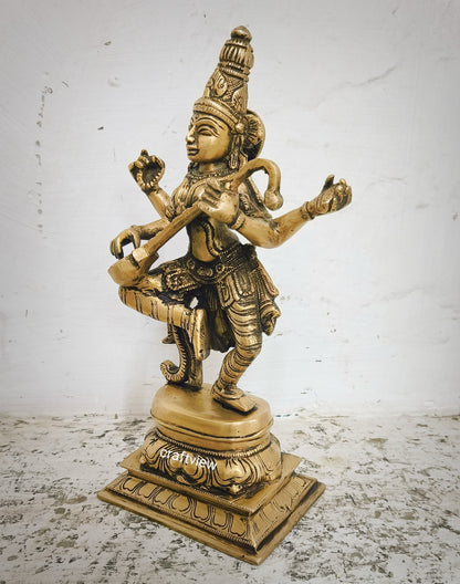 Saraswati Statue standing on Base