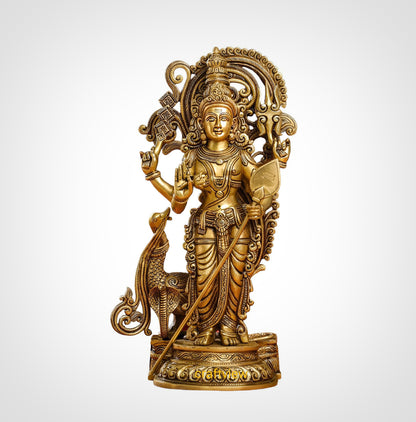 Brass Murgan (Kartikeya) Statue With Peacock