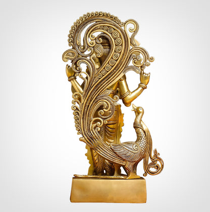 Brass Murgan (Kartikeya) Statue With Peacock