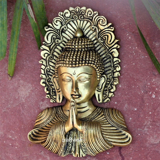 Brass Wall Hanging Buddha Mask Frame