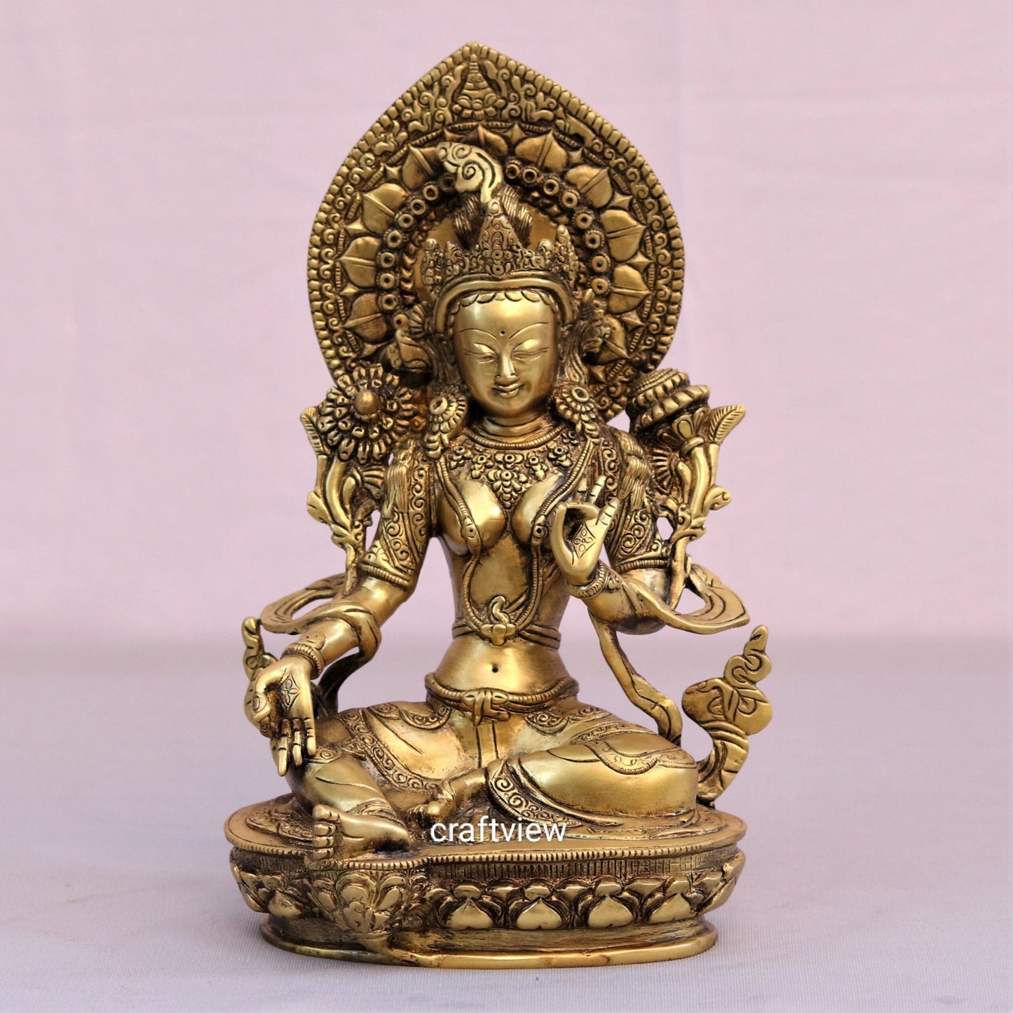 Brass Goddess Tara Statue 11"