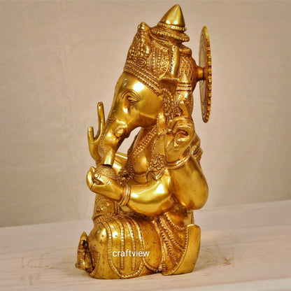 Brass Blessing Ganesh Statue 13"