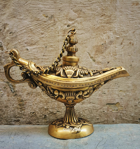 7" Aladdin Magic Lamp, Tumbled Gold