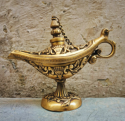 7" Aladdin Magic Lamp, Tumbled Gold