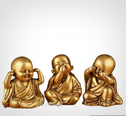 Decorative Laughing Baby Buddha 3, Peace Set 5"