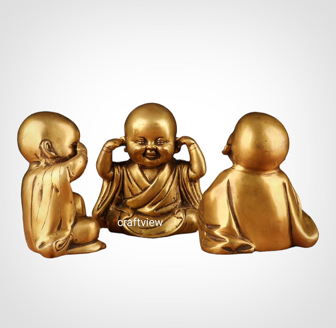 Decorative Laughing Baby Buddha 3, Peace Set 5"