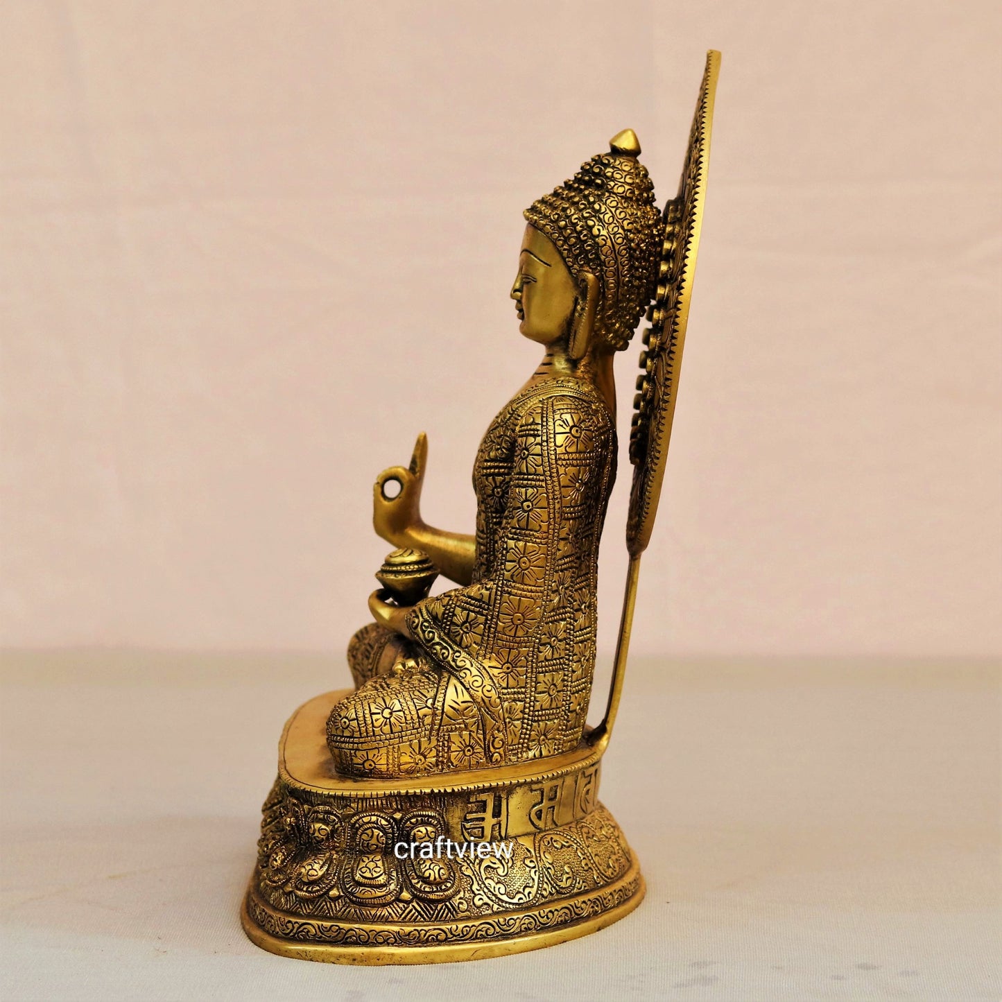 12" Brass Buddha Blessing Statue