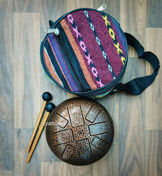 Tongue Drum Pan with Engraved In Oxidized Browne Finish For Meditation