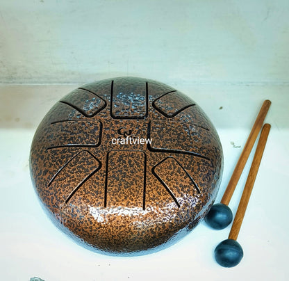 Tongue Drum Pan with Engraved In Oxidized Browne Finish For Meditation