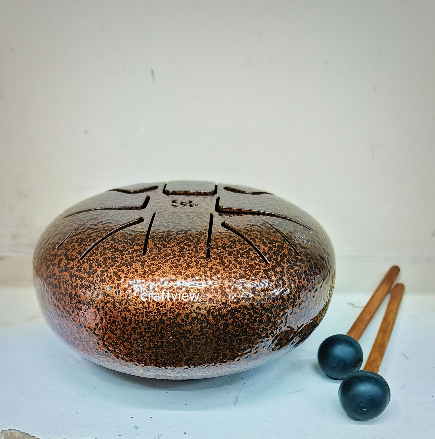 Tongue Drum Pan with Engraved In Oxidized Browne Finish For Meditation