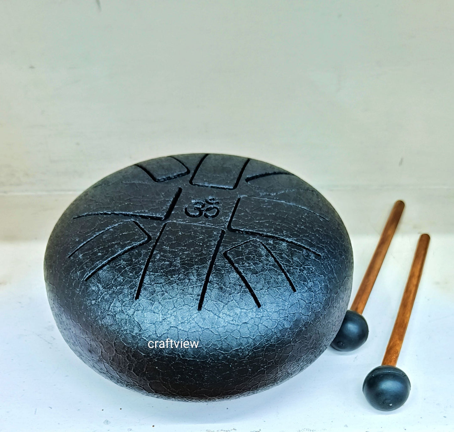 Tongue Drum Pan with Engraved In Oxidized Black Finish