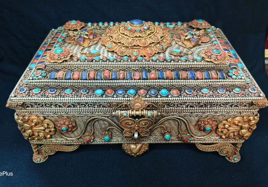 6" Vintage Tibetan Jewelry box Container Hand Made craftview