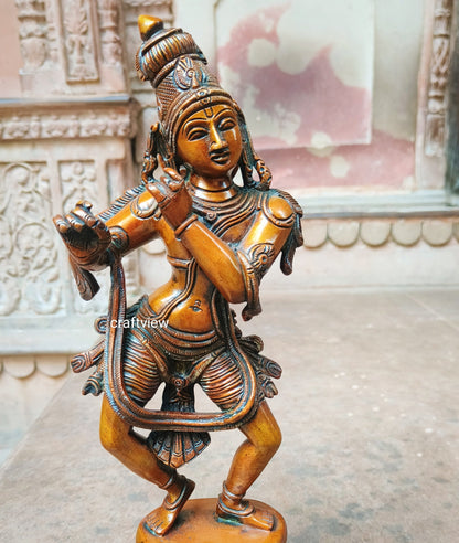 14" Brass Lord Krishna Sculpture