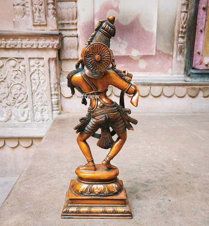 14" Brass Lord Krishna Sculpture