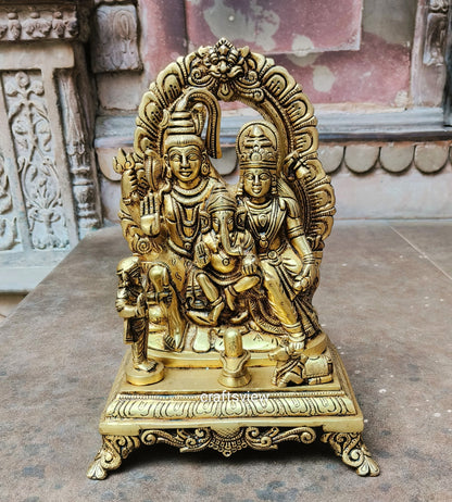 Brass Shiva Family Statue 12"