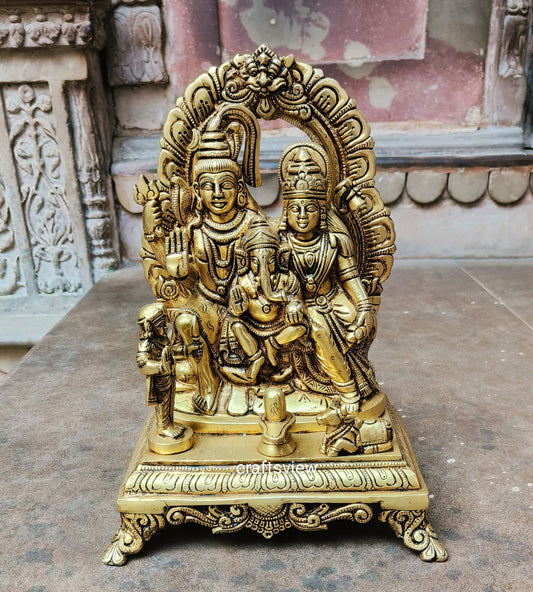 Brass Shiva Family Statue 12"