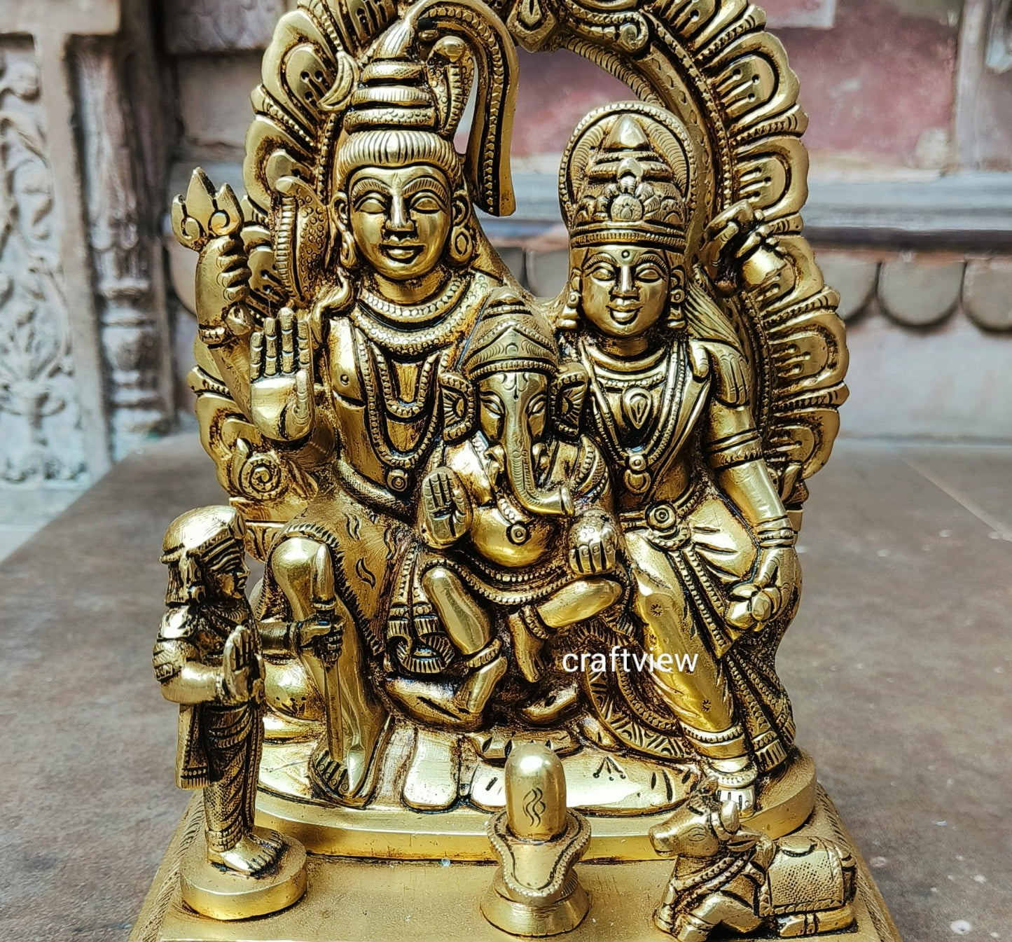 Brass Shiva Family Statue 12"