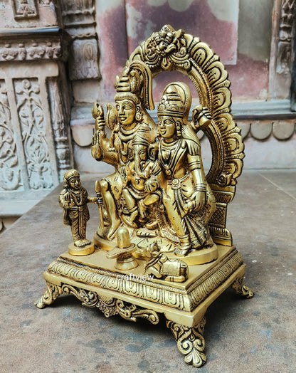 Brass Shiva Family Statue 12"