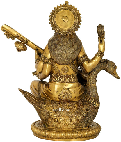 Brass Saraswathi Statue Fine Carving Handmade