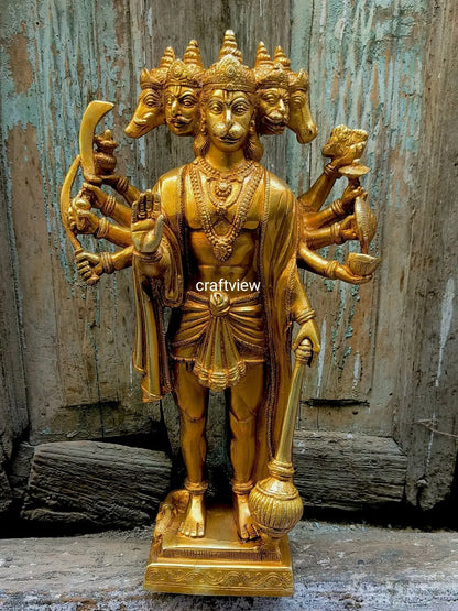 Brass Lord Panchmukhi Hanuman Statue craftsview