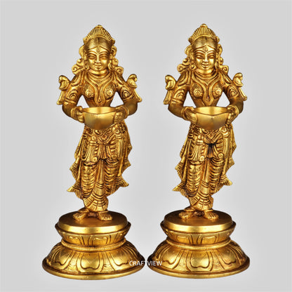 Brass Deep Lakshmi Statues 2 Peace of Set.