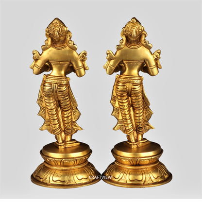 Brass Deep Lakshmi Statues 2 Peace of Set.