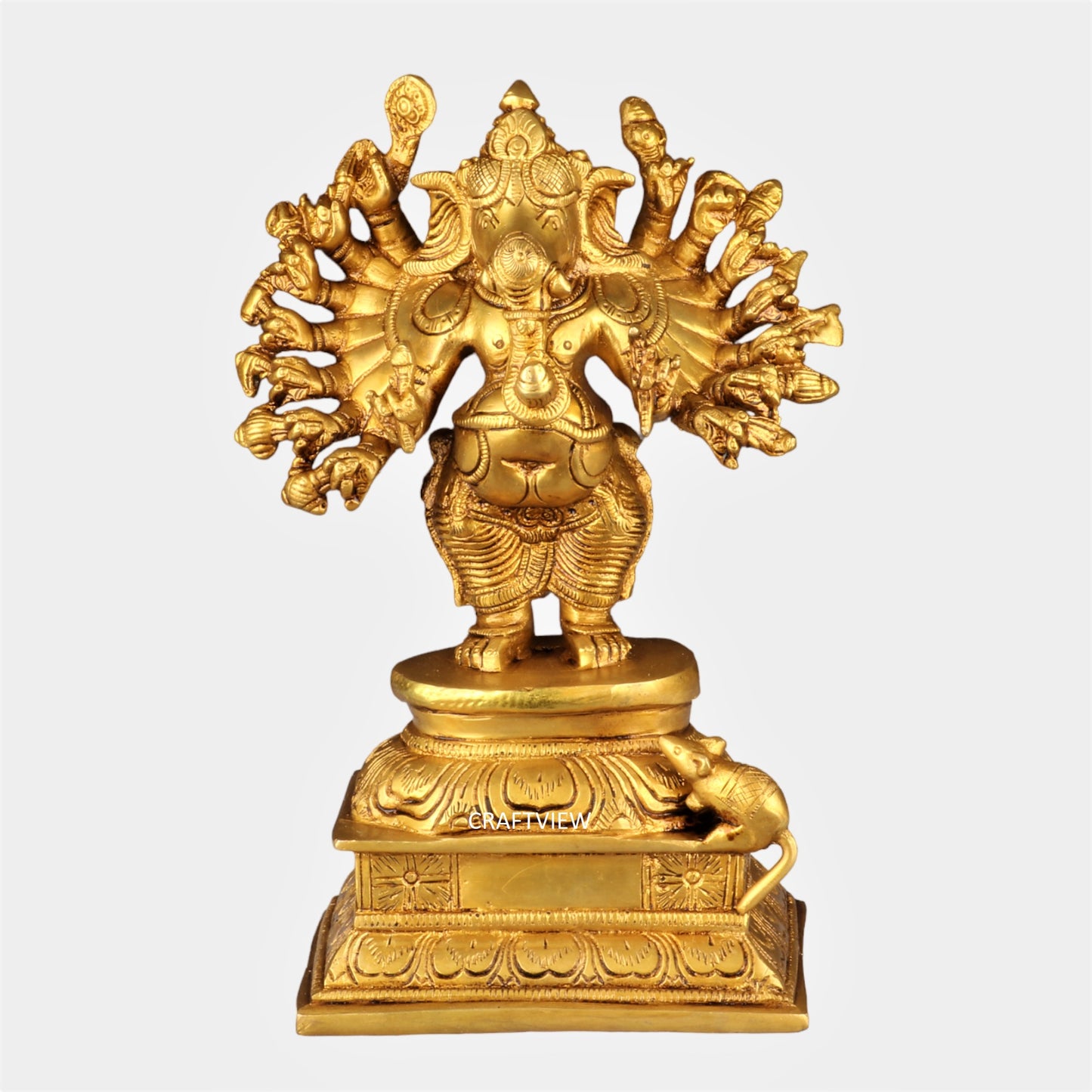 Brass Sixteen Hand Ganesh Statue