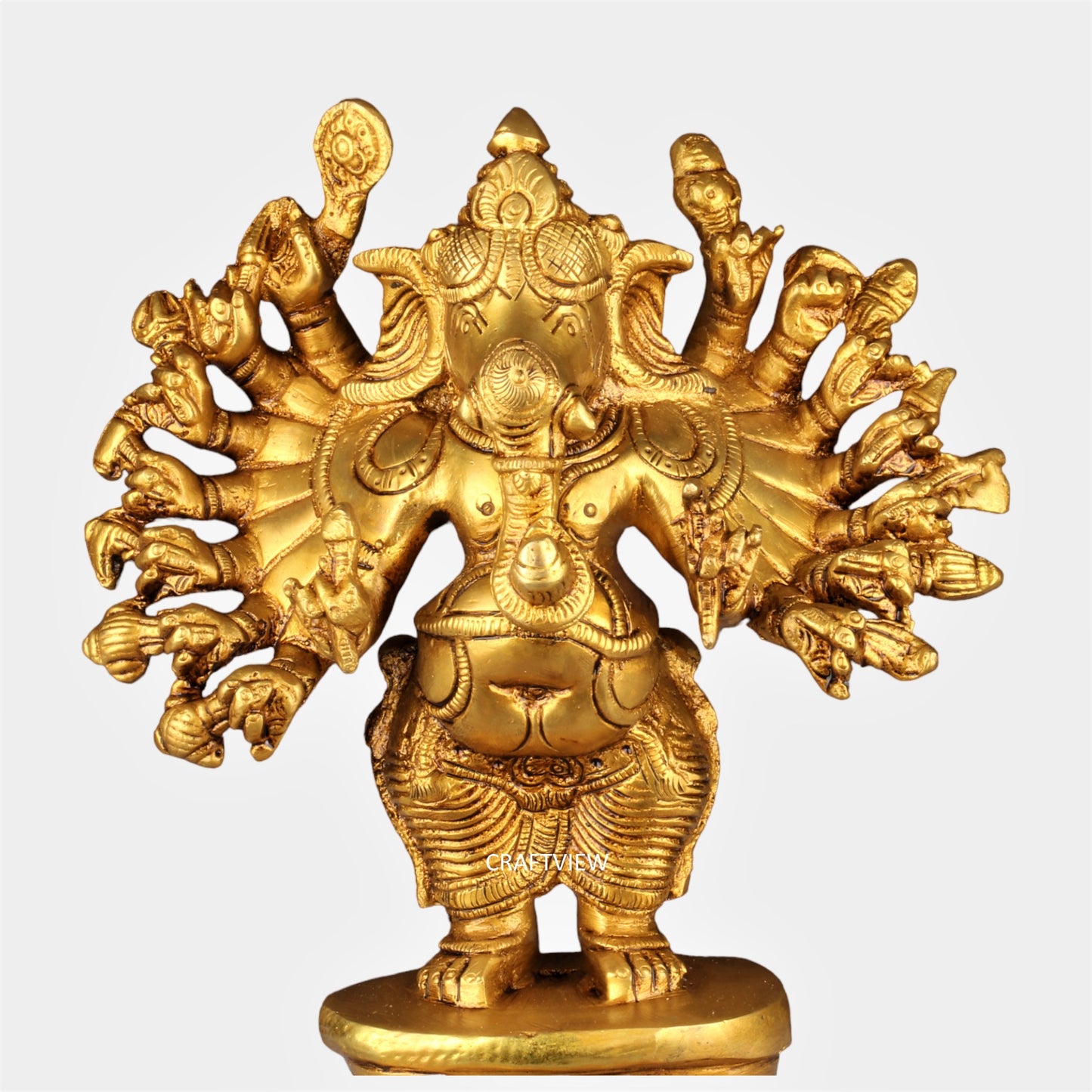 Brass Sixteen Hand Ganesh Statue