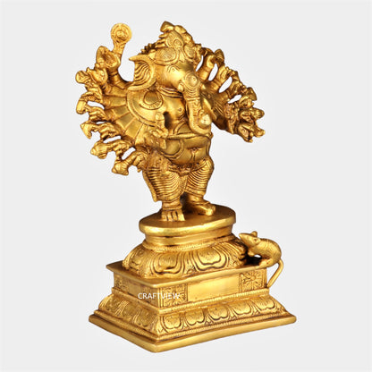 Brass Sixteen Hand Ganesh Statue