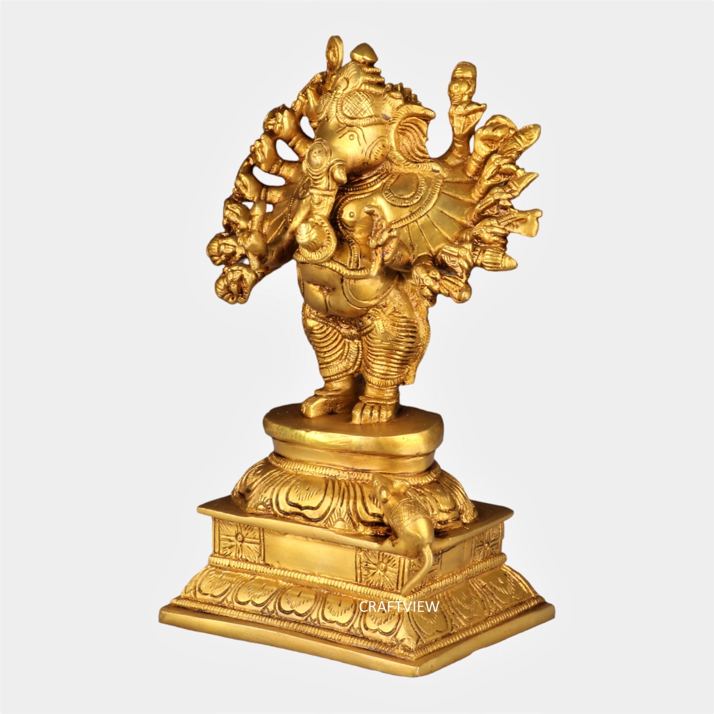 Brass Sixteen Hand Ganesh Statue