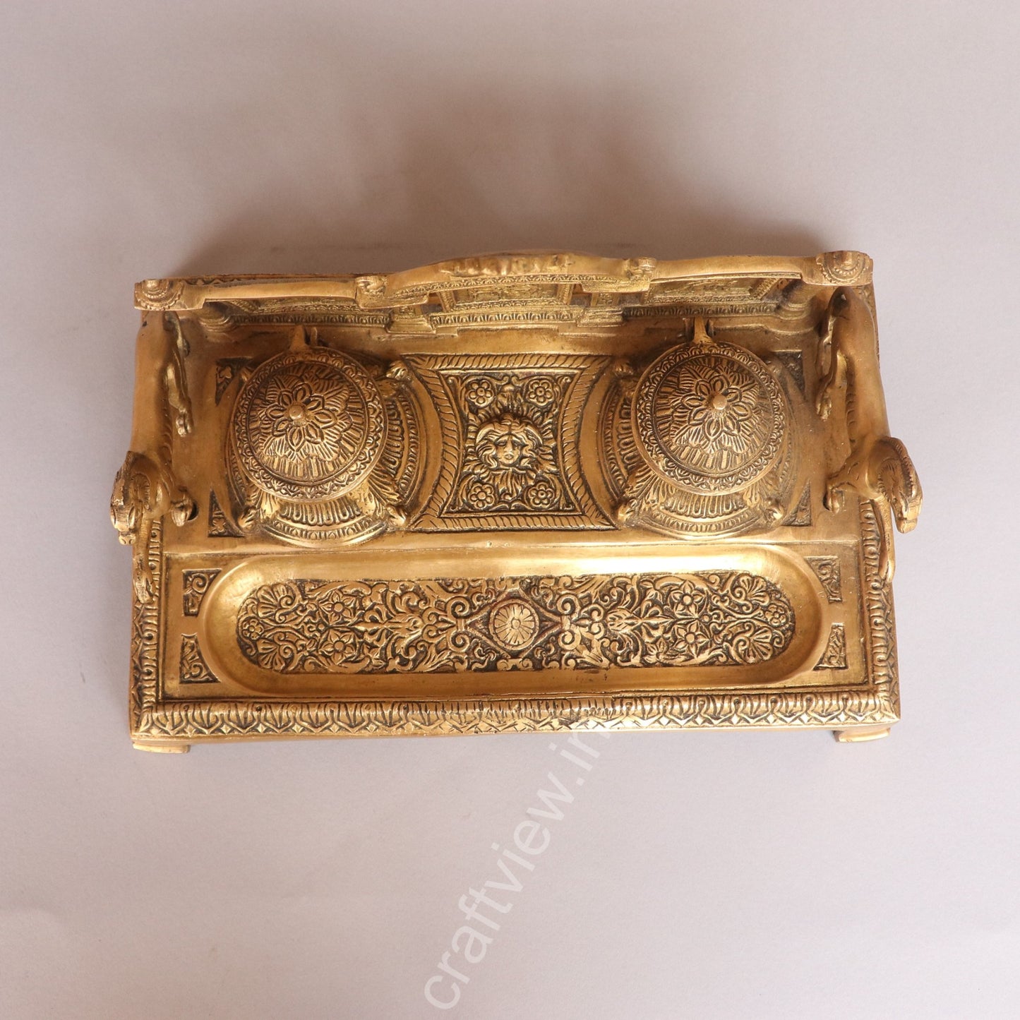 Brass Vintage Inkwell, Tabletop Decoration