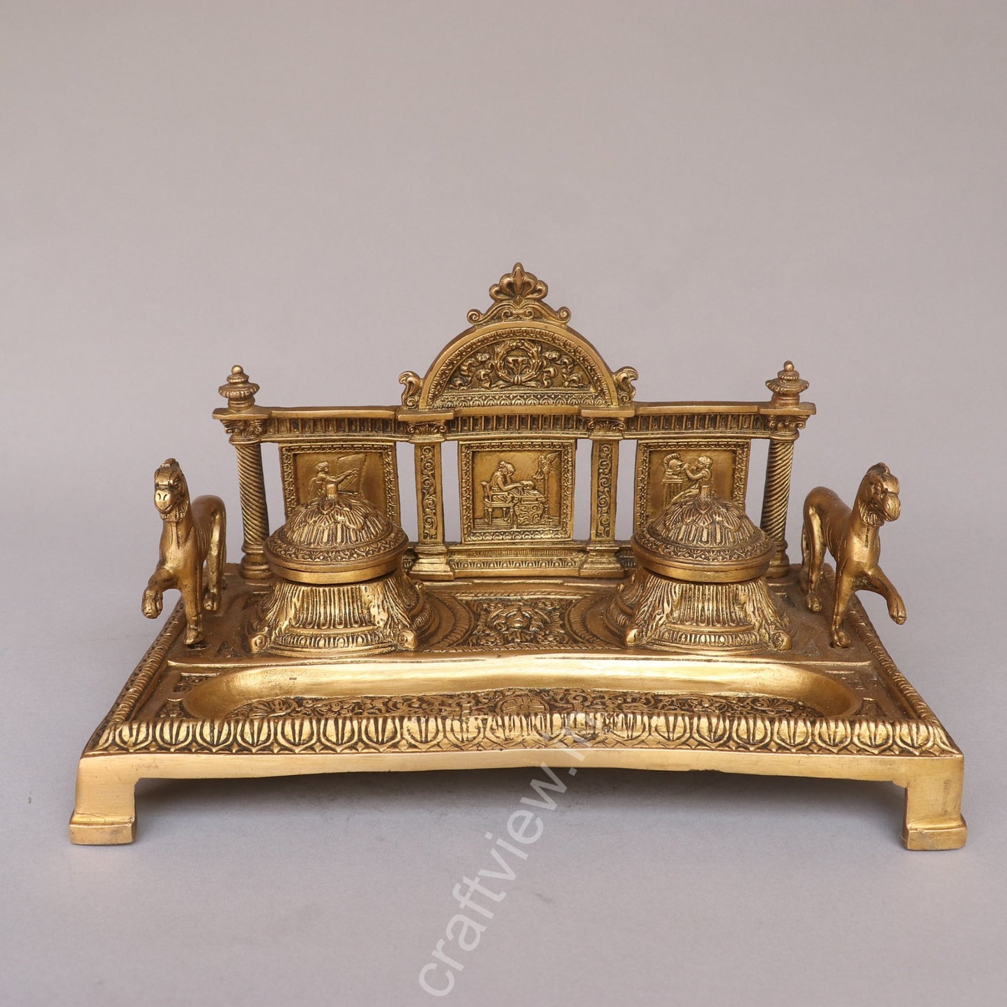 Brass Vintage Inkwell, Tabletop Decoration
