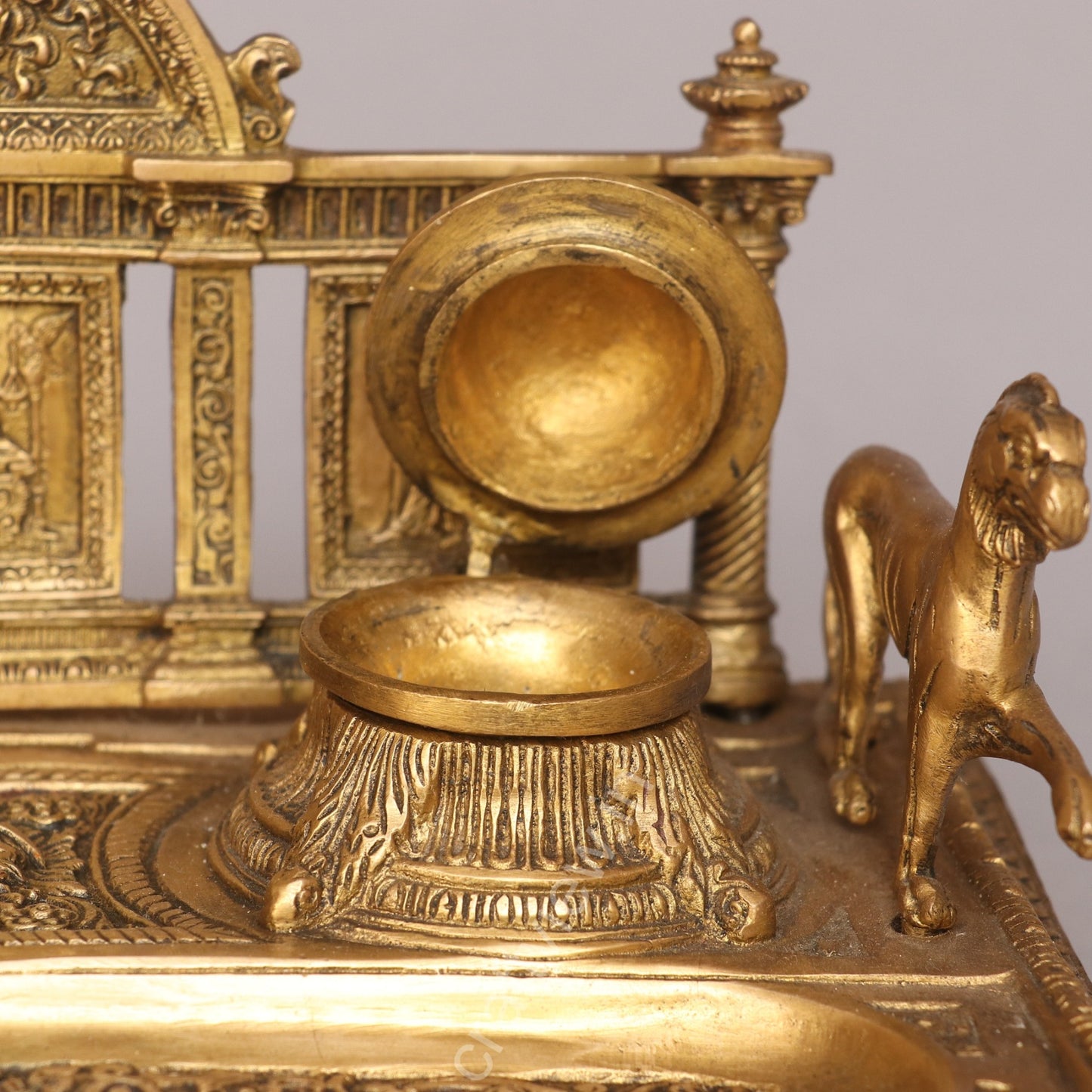 Brass Vintage Inkwell, Tabletop Decoration