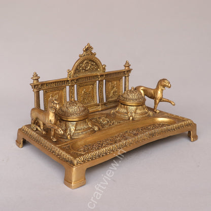 Brass Vintage Inkwell, Tabletop Decoration