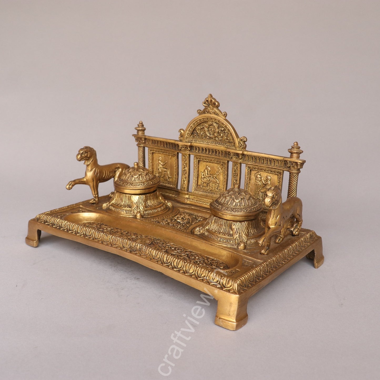 Brass Vintage Inkwell, Tabletop Decoration