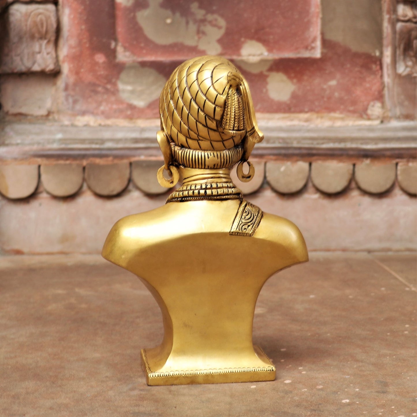 12" Brass Chatrapati Shivaji Maharaj Bust Décor Figurine