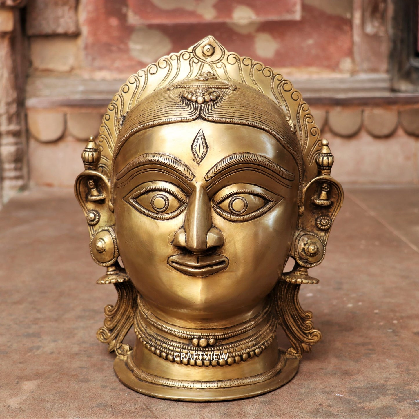 12" Brass Parvati (Gouri) Head Decor Showpiece