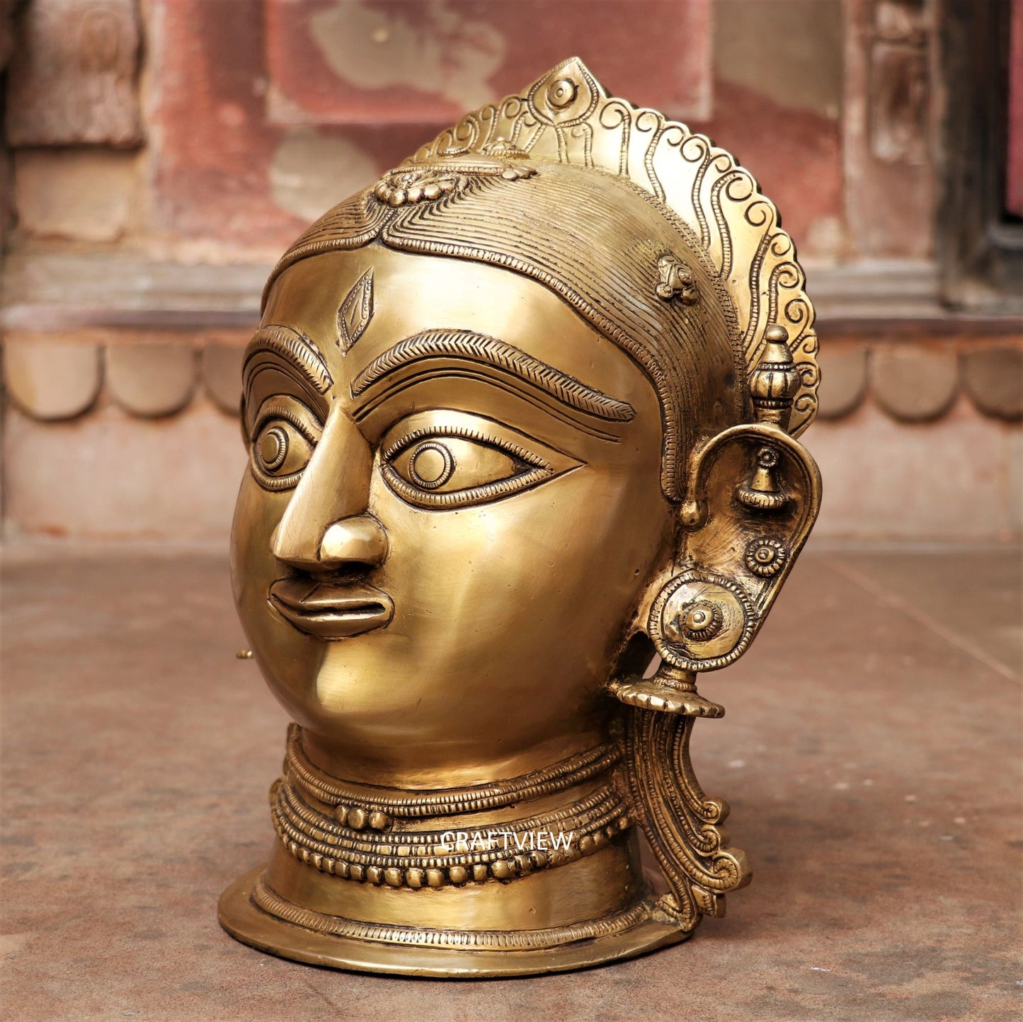 12" Brass Parvati (Gouri) Head Decor Showpiece