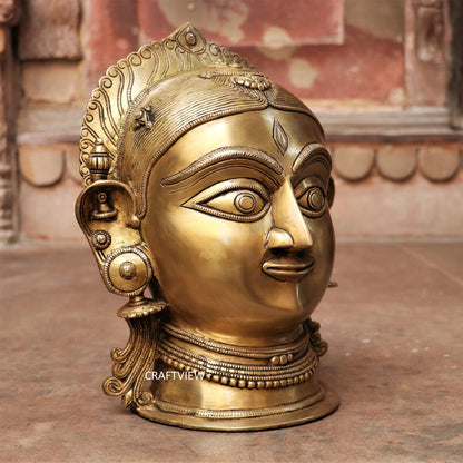 12" Brass Parvati (Gouri) Head Decor Showpiece